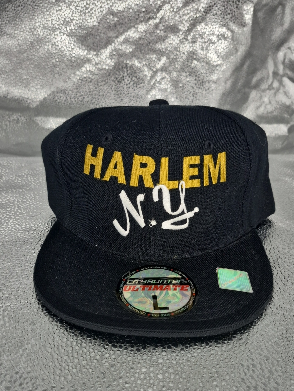 City Hunter HARLEM NY Black Large Fitted Hat - New